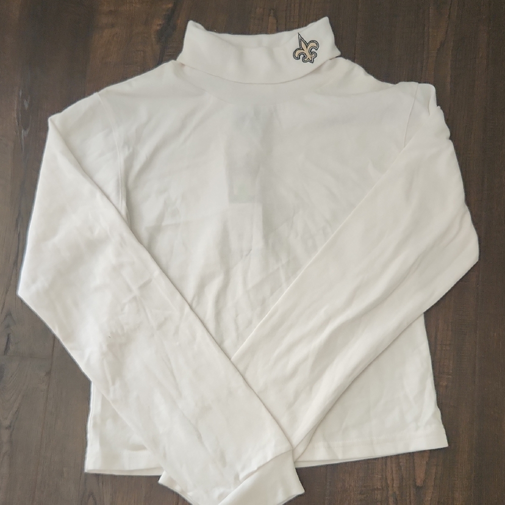 White Turtleneck Top with Embroidered Detail